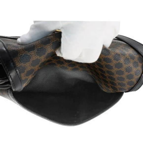 Celine Macadam Shoulder Bag Leather Black Brown - Picture 9 of 9